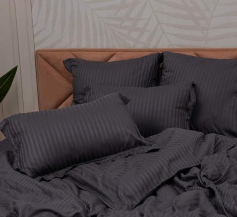 Постельное белье "Sofi de Marko" Моне (антрацит) Страйп Сатин, Семейный